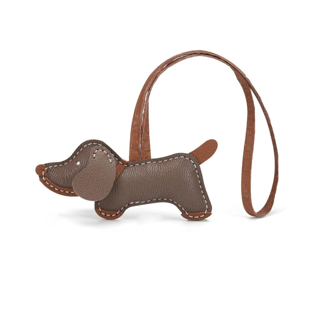 4495 Dachshund Leather Bag Charms,Genuine Goatskin Keychain,Cute Dog